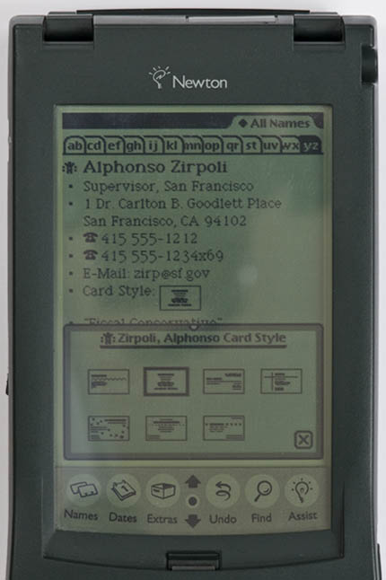 Newton MessagePad 120 - card-choice screenshot