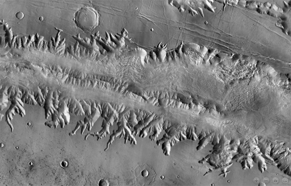 The Valles Marineris, as seen on NASA's new Mars map