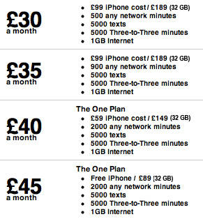 Three Mobile iPhone 4 Tariffs