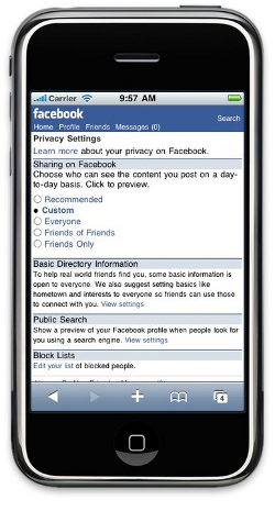 Facebook-supplied security screen