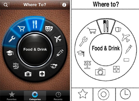 Comparison of FutureTap app and Apple's patent illustration