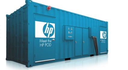 HP Pod blue shipping container