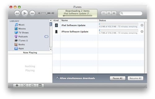 Screen capture of iOS downloads
