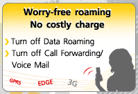 Button from TrueMove website indicating "Worry-free roaming, no costly charge"