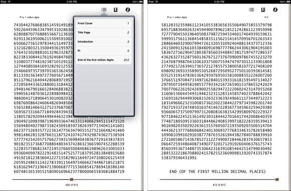 Pi to 1 Million Digits for iPad