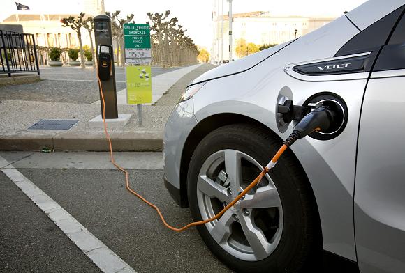 A Chevrolet Volt charging up. Credit: GM