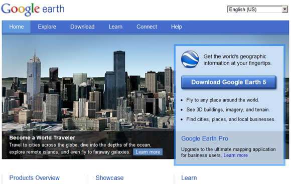 Google Earth's new website