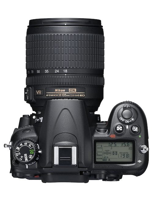 Nikon D7000 DSLR camera from the top