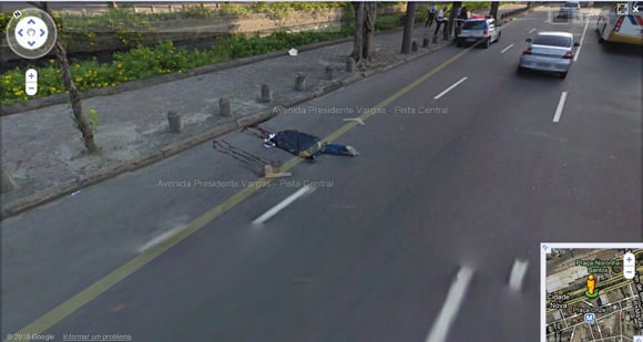 Dead body captured by Street View on Rio Street
