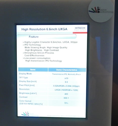 Hitachi 6.6in, 1600 x 1200 IPS screen