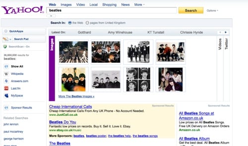 Yahoo search results refined
