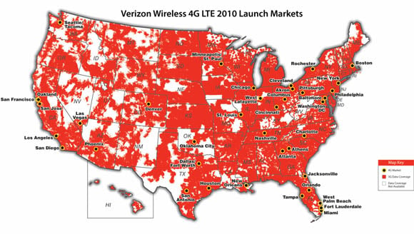 Verizon Wireless 4G LTE 2010 Launch Markets