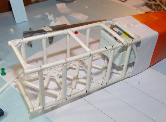The central fuselage prepared for mounting the wings