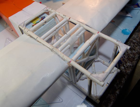 The finished internal bracing of the central fuselage