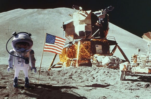 Our man standing on the Moon