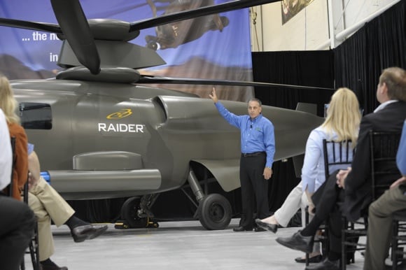 Mockup of the X2 'Raider' at a briefing. Credit: Sikorsky