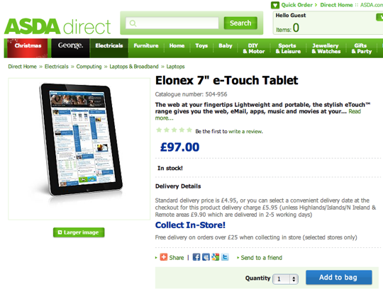 Asda Elonex tablet