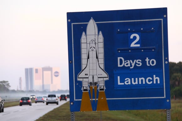 Sign counting down to the final launch of Shuttle Discovery. Credit: NASA