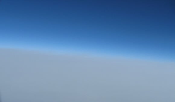 The last Canon shot, above the clouds, showing the edge of space