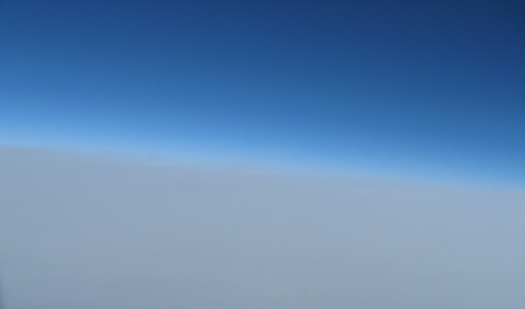 The last Canon shot, above the clouds, showing the edge of space