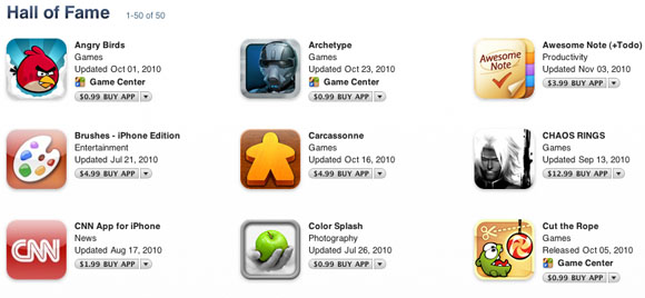 iTunes App Store Hall of Fame