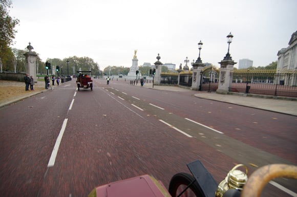 Speeding past Buckingham Palace
