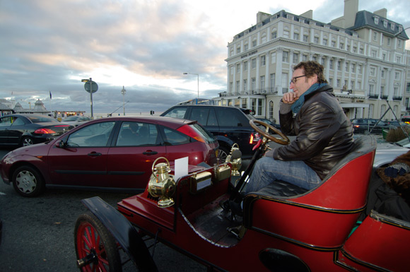 A weary John as we're towed to the seafront