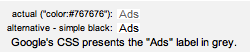 Google ads label color comparison