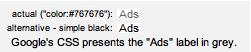 Google ads label color comparison