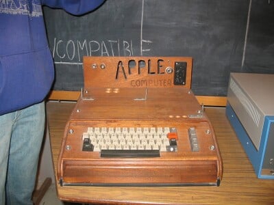 Apple 1 Computer housed in wooden casing - from Wikimedia