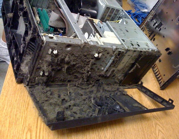 Dust encrusted PC front panel