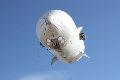 Half-scale prototype of the Bullet 580 airship in flight trials. Credit: E-Green