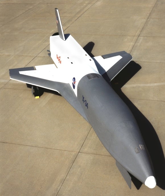 The X-34 rocketplane demonstrator pictured at Dryden. Credit: NASA/Tony Landis