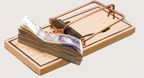 money trap conceptual illustration