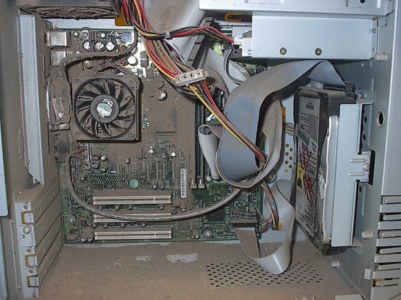Interior of PC coated with dust