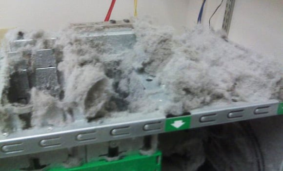 Inch-thick layer of fluff on PC case