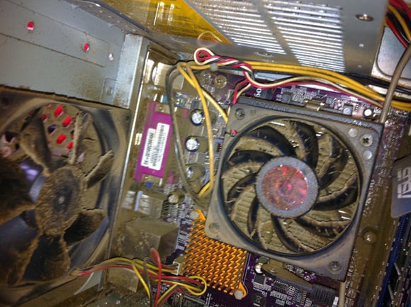 Rather nasty tar-covered PC interior