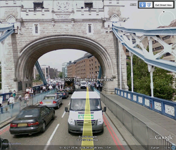 Street View shows Tower Bridge on Google Earth
