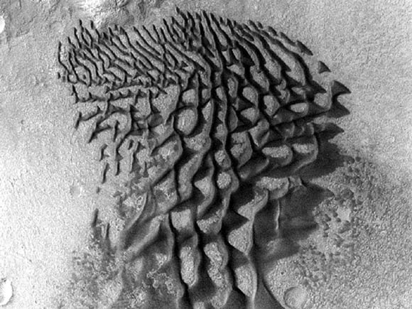 Odyssey image of sand dunes in the Bunge Crater. Pic: NASA