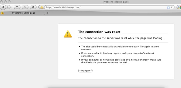 BA website down