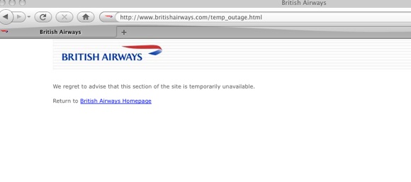 BA website down