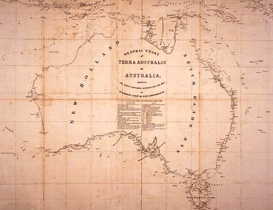Flinders map of Australia as published in 1814