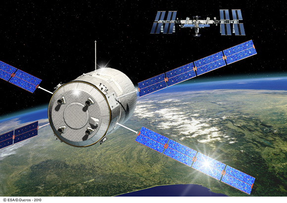 Artist's impression of the ATV creeping up on the ISS. Pic: ESA - D. Ducros