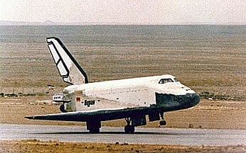 The Soviet 'Buran' spaceplane makes its unmanned touchdown at Baikonur. Credit: NASA