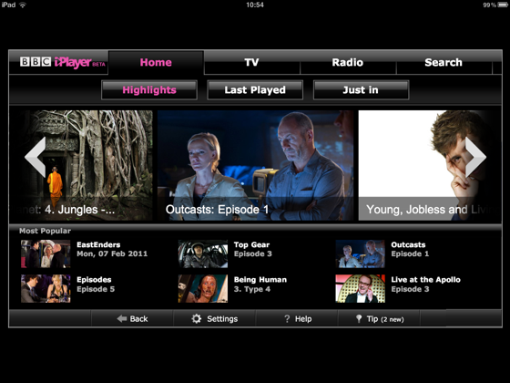 BBC iPlayer on iPad