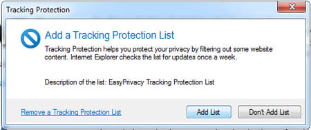 IE9 RC Tracking Protection