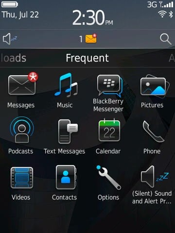 Blackberry 6 homescreen notification
