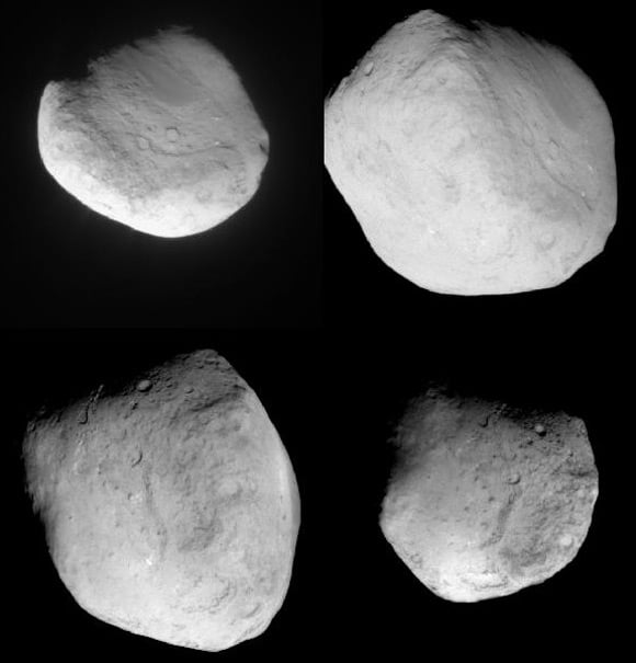 Four views of Tempel 1 as seen by Stardust. Image: NASA
