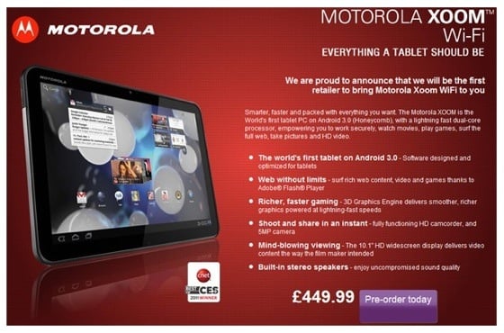 Motorola Xoom at Dixons