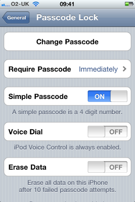 iPhone passlock screen